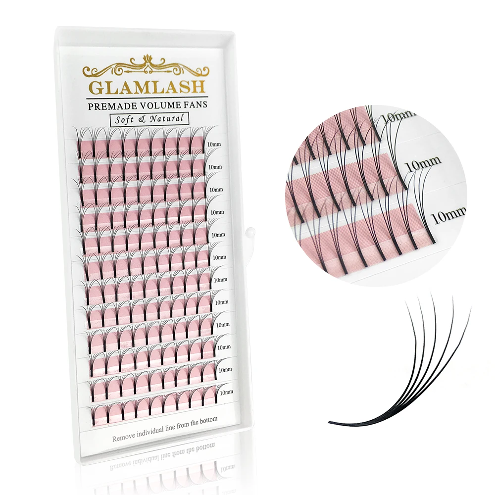 Eyelash Extension Korea Natural - GLAMLASH 2D-6D ventiladores de volumen prefabricados