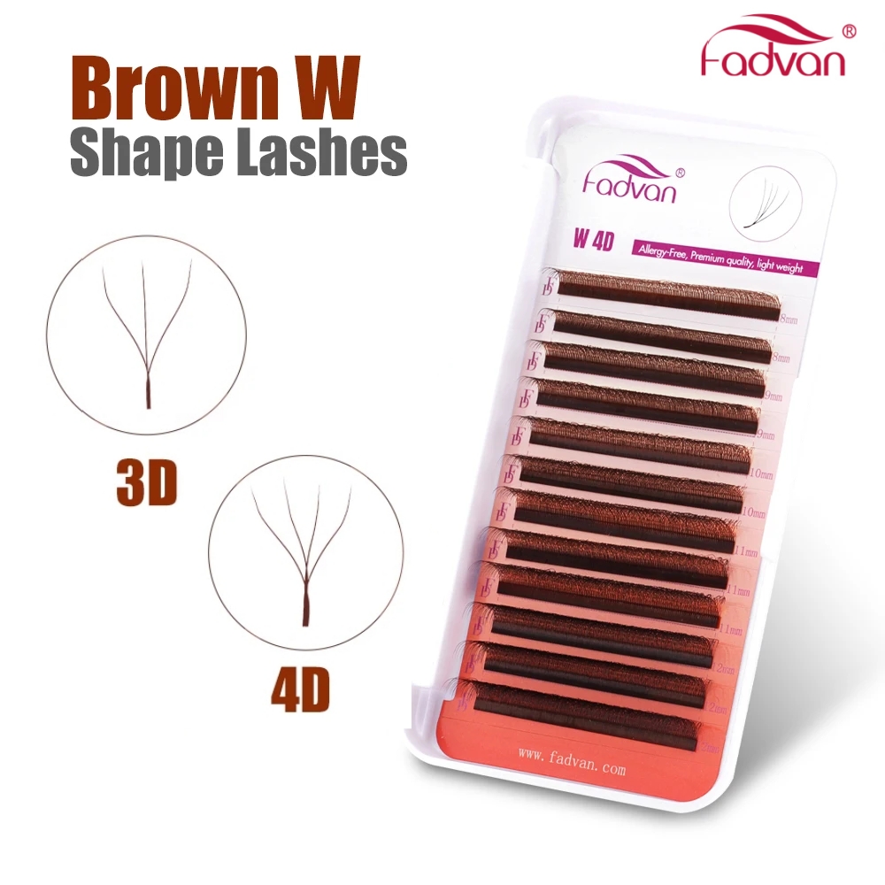 Eyelash Extension Human Hair - FADVAN marrón 3D/4D W forma D