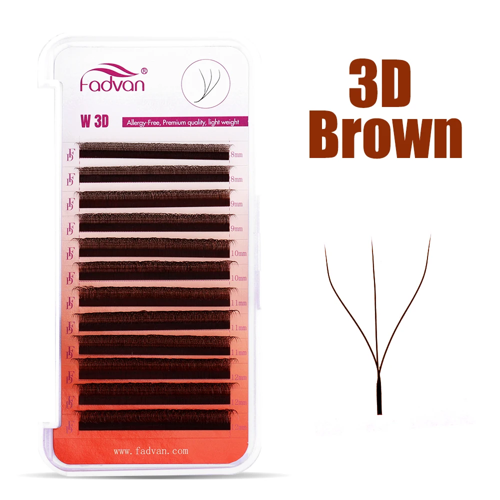 FADVAN marrón 3D/4D W forma D  - Eyelash Extension Human Hair reseña y precio